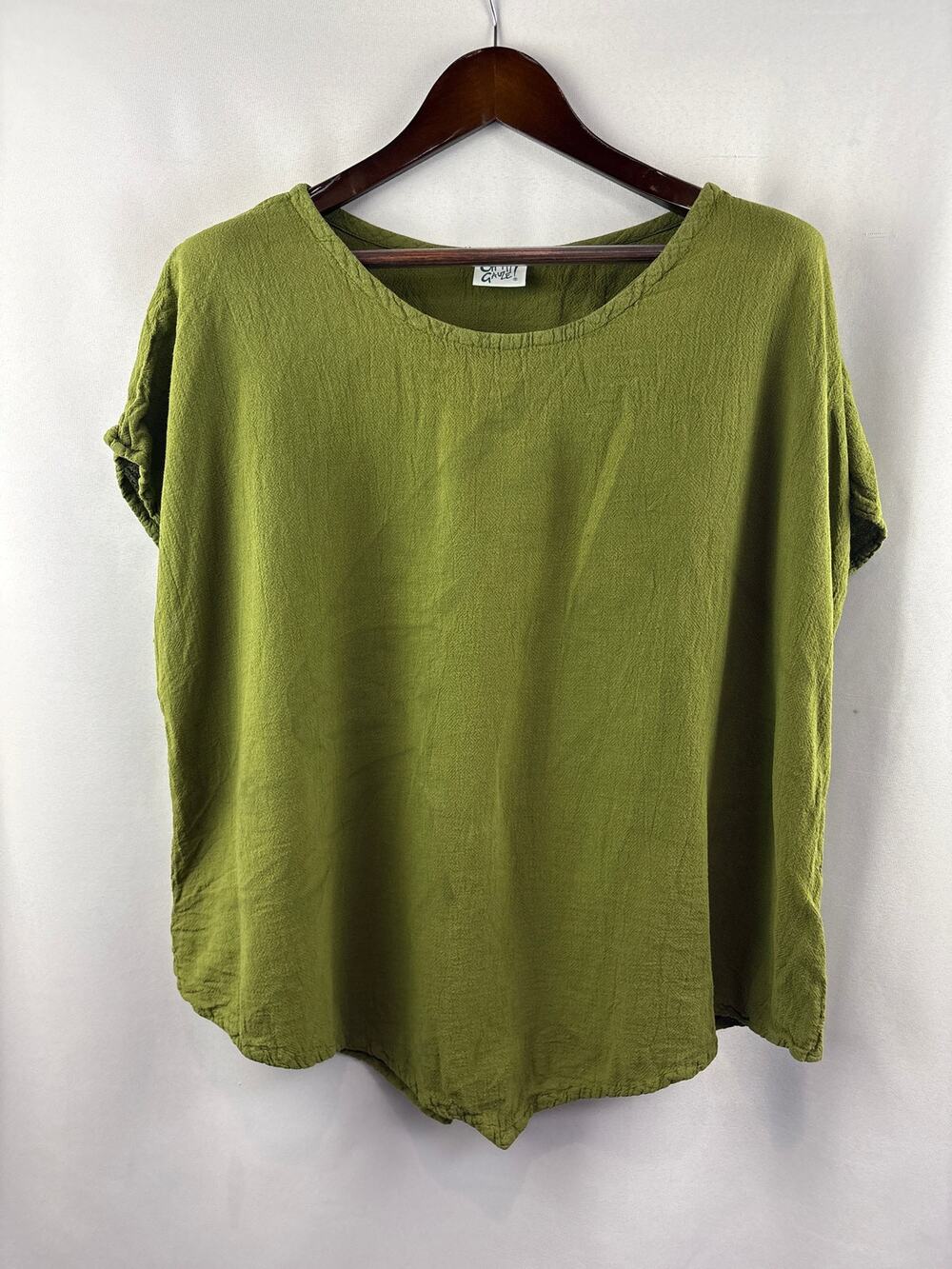 Women’s Oh My Gauze! XXL Olive Green Short Sleeve Blouse